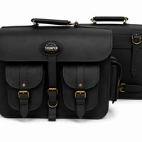GENUINE LEATHER 4 POCKET TOURING PANNIER BAGS (BLACK) FIT FOR ROYAL ENFIELD GOAN CLASSIC 350