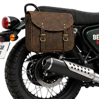 GENUINE LEATHER TOURING PANNIER BAGS (DUSTY BROWN) FIT FOR ROYAL ENFIELD BEAR 650