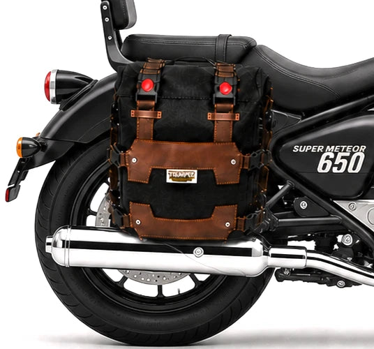 TOURING PANNIER BAGS (36L) BLACK FIT FOR ROYAL ENFIELD SUPER METEOR 650