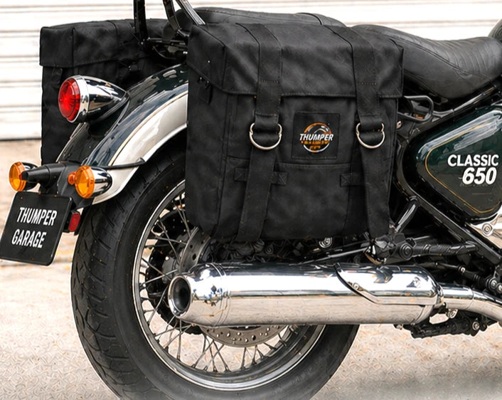 BLACK MILITARY PANNIER BAGS FIT FOR ROYAL ENFIELD bullet 650