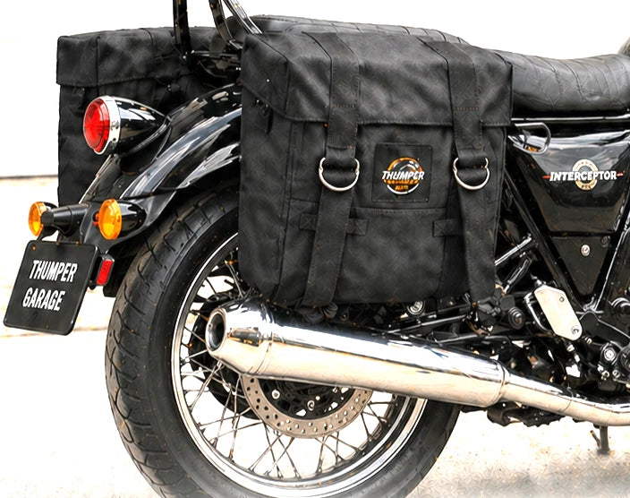 BLACK MILITARY PANNIER BAGS FIT FOR ROYAL ENFIELD INTERCEPTOR 650