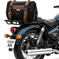 TAIL BAG BLACK- BROWN FIT FOR ROYAL ENFIELD bullet 650