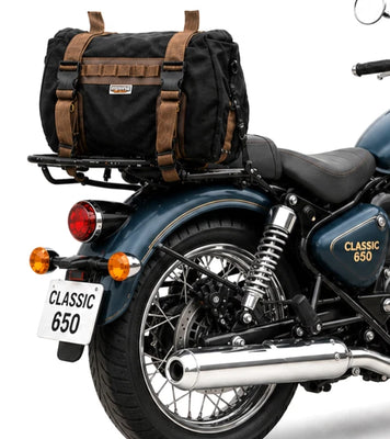 TAIL BAG BLACK- BROWN FIT FOR ROYAL ENFIELD bullet 650