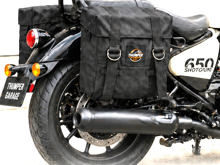 BLACK MILITARY PANNIER BAGS FIT FOR ROYAL ENFIELD SHOTGUN 650