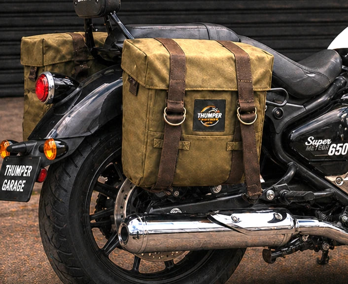 OLIVE MILITARY PANNIER BAGS FIT FOR ROYAL ENFIELD SUPER METEOR 650