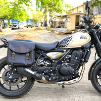 GENUINE LEATHER TOURING PANNIER BAGS (COFFEE BROWN) FIT FOR ROYAL ENFIELD GUERRILLA 450