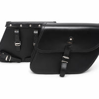 GENUINE LEATHER CURVED TOURING PANNIER BAGS (BLACK) FIT FOR ROYAL ENFIELD CONTINENTAL GT 650