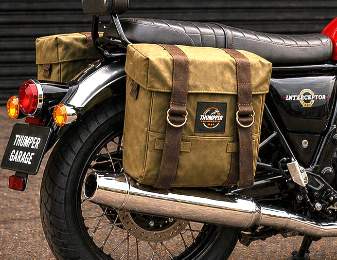 OLIVE MILITARY PANNIER BAGS FIT FOR ROYAL ENFIELD INTERCEPTOR 650