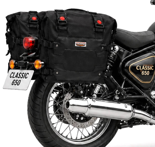 TOURING PANNIER BAGS (36L) BLACK FIT FOR ROYAL ENFIELD CLASSIC 650