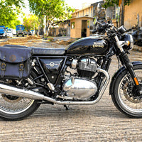 GENUINE LEATHER TOURING PANNIER BAGS (COFFEE BROWN) FIT FOR ROYAL ENFIELD INTERCEPTOR 650