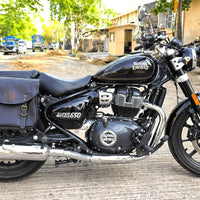 GENUINE LEATHER TOURING PANNIER BAGS (COFFEE BROWN) FIT FOR ROYAL ENFIELD SUPER METEOR 650