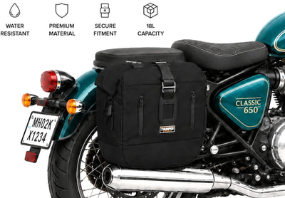 TOURING PANNIER BAGS (36L) BLACK FIT FOR ROYAL ENFIELD bullet 650