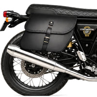 GENUINE LEATHER CURVED TOURING PANNIER BAGS (BLACK) FIT FOR ROYAL ENFIELD CONTINENTAL GT 650