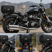 TAIL BAG BLACK- BROWN FIT FOR ROYAL ENFIELD SUPER METEOR 650