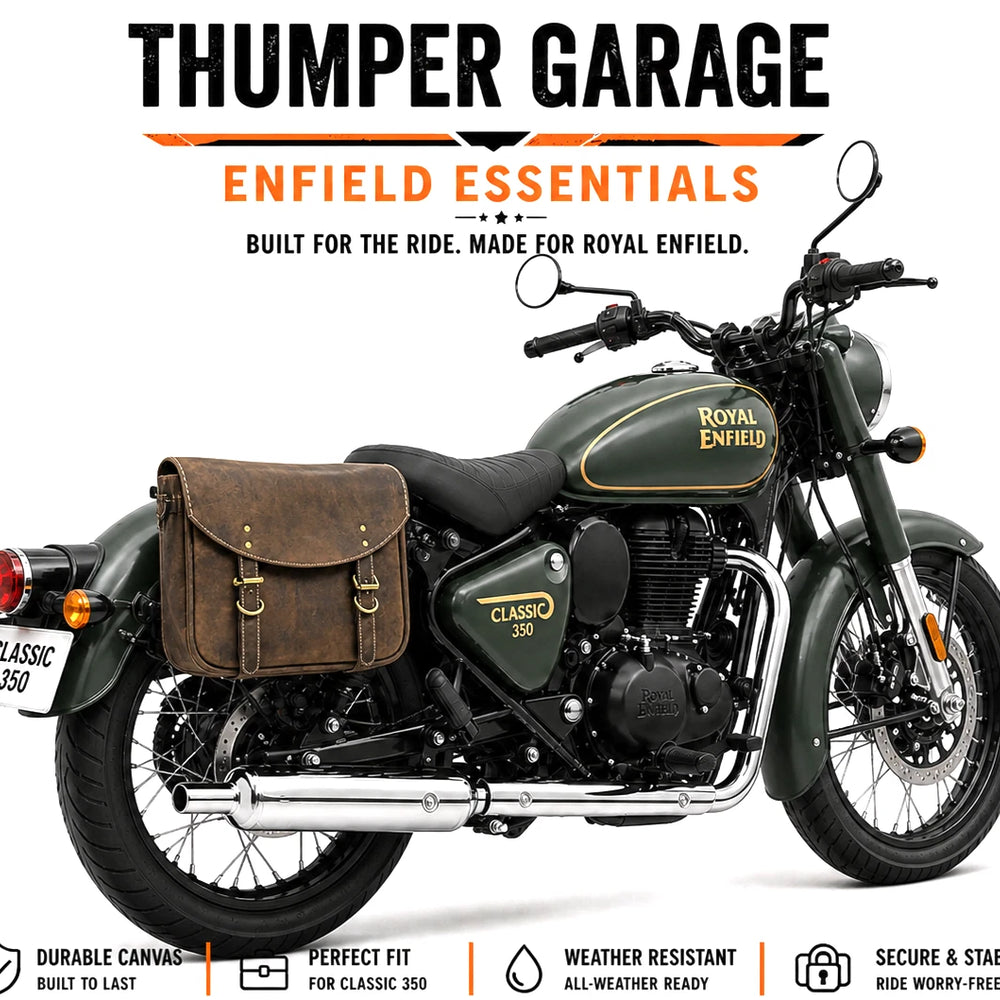 GENUINE LEATHER TOURING PANNIER BAGS (DUSTY BROWN) FIT FOR ROYAL ENFIELD CLASSIC 350