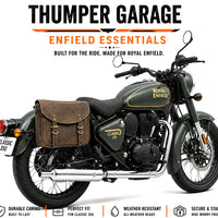 GENUINE LEATHER TOURING PANNIER BAGS (DUSTY BROWN) FIT FOR ROYAL ENFIELD CLASSIC 350