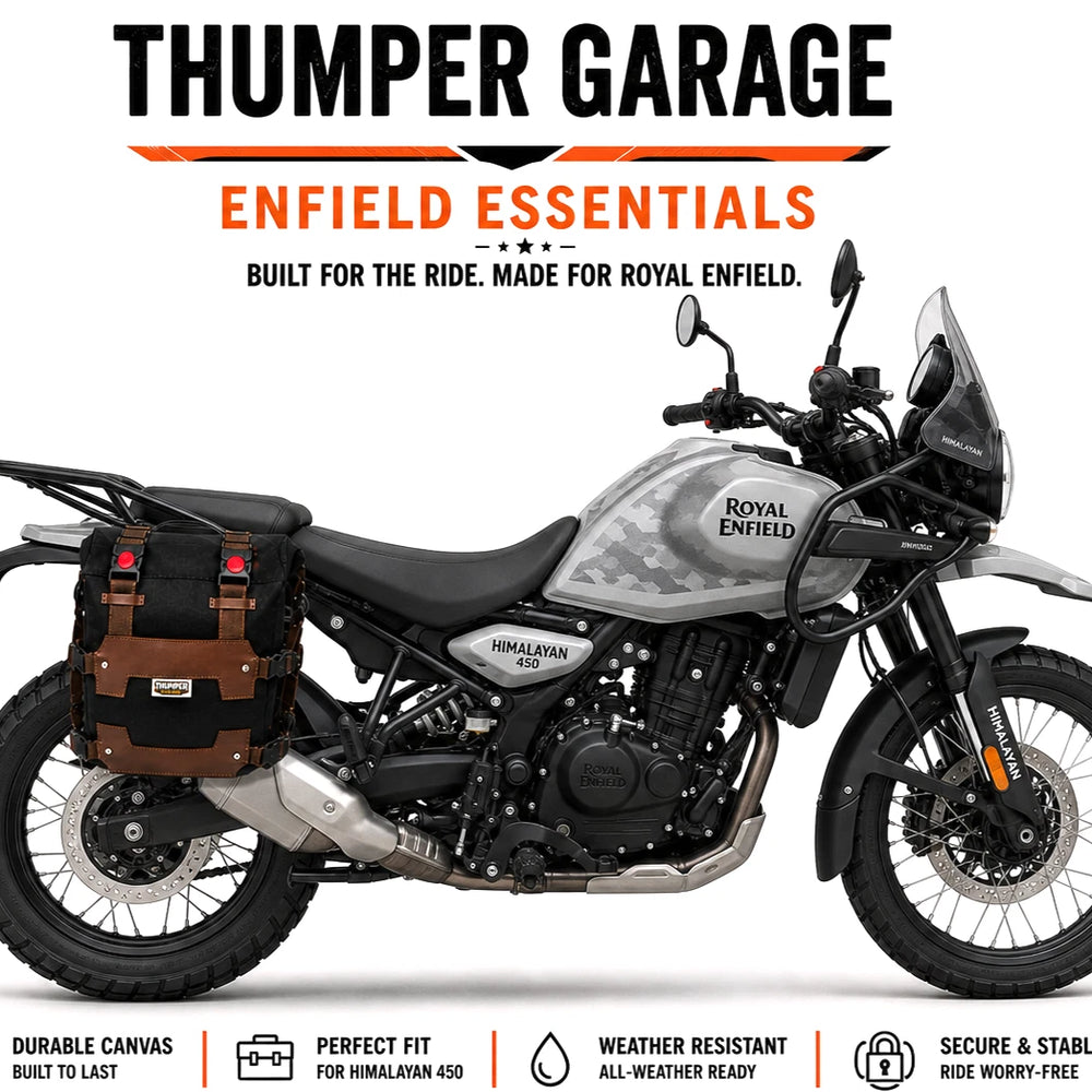 TOURING SADDLE BAGS (36L) BLACK-BROWN FIT FOR ROYAL ENFIELD HIMALAYAN 450