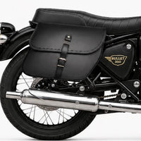 GENUINE LEATHER CURVED TOURING PANNIER BAGS (BLACK) FIT FOR ROYAL ENFIELD BULLET 350