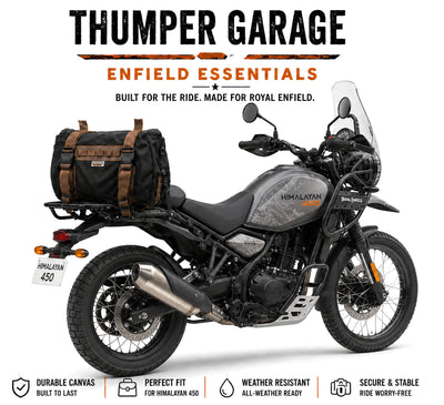 TAIL BAG BLACK- BROWN FIT FOR ROYAL ENFIELD HIMALAYAN 450