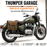 GENUINE LEATHER TOURING PANNIER BAGS (DUSTY BROWN) FIT FOR ROYAL ENFIELD bullet 650
