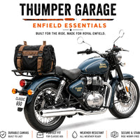 TAIL BAG BLACK- BROWN FIT FOR ROYAL ENFIELD bullet 650