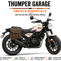 GENUINE LEATHER TOURING PANNIER BAGS (DUSTY BROWN) FIT FOR ROYAL ENFIELD GUERRILLA 450