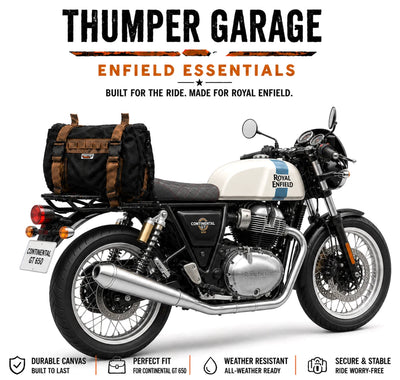 TAIL BAG BLACK- BROWN FIT FOR ROYAL ENFIELD CONTINENTAL GT 650