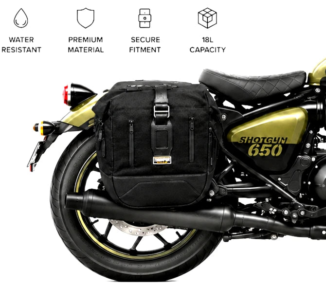 TOURING PANNIER BAGS (36L) BLACK FIT FOR ROYAL ENFIELD SHOTGUN 650