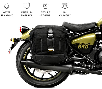 TOURING PANNIER BAGS (36L) BLACK FIT FOR ROYAL ENFIELD SHOTGUN 650