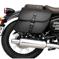 GENUINE LEATHER CURVED TOURING PANNIER BAGS (BLACK) FIT FOR ROYAL ENFIELD GOAN CLASSIC 350
