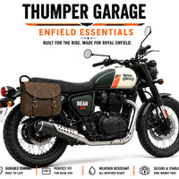 GENUINE LEATHER TOURING PANNIER BAGS (DUSTY BROWN) FIT FOR ROYAL ENFIELD BEAR 650