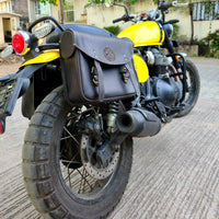 GENUINE LEATHER TOURING PANNIER BAGS (COFFEE BROWN) FIT FOR ROYAL ENFIELD BEAR 650