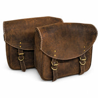 GENUINE LEATHER TOURING PANNIER BAGS (COFFEE BROWN) FIT FOR ROYAL ENFIELD CONTINENTAL GT 650