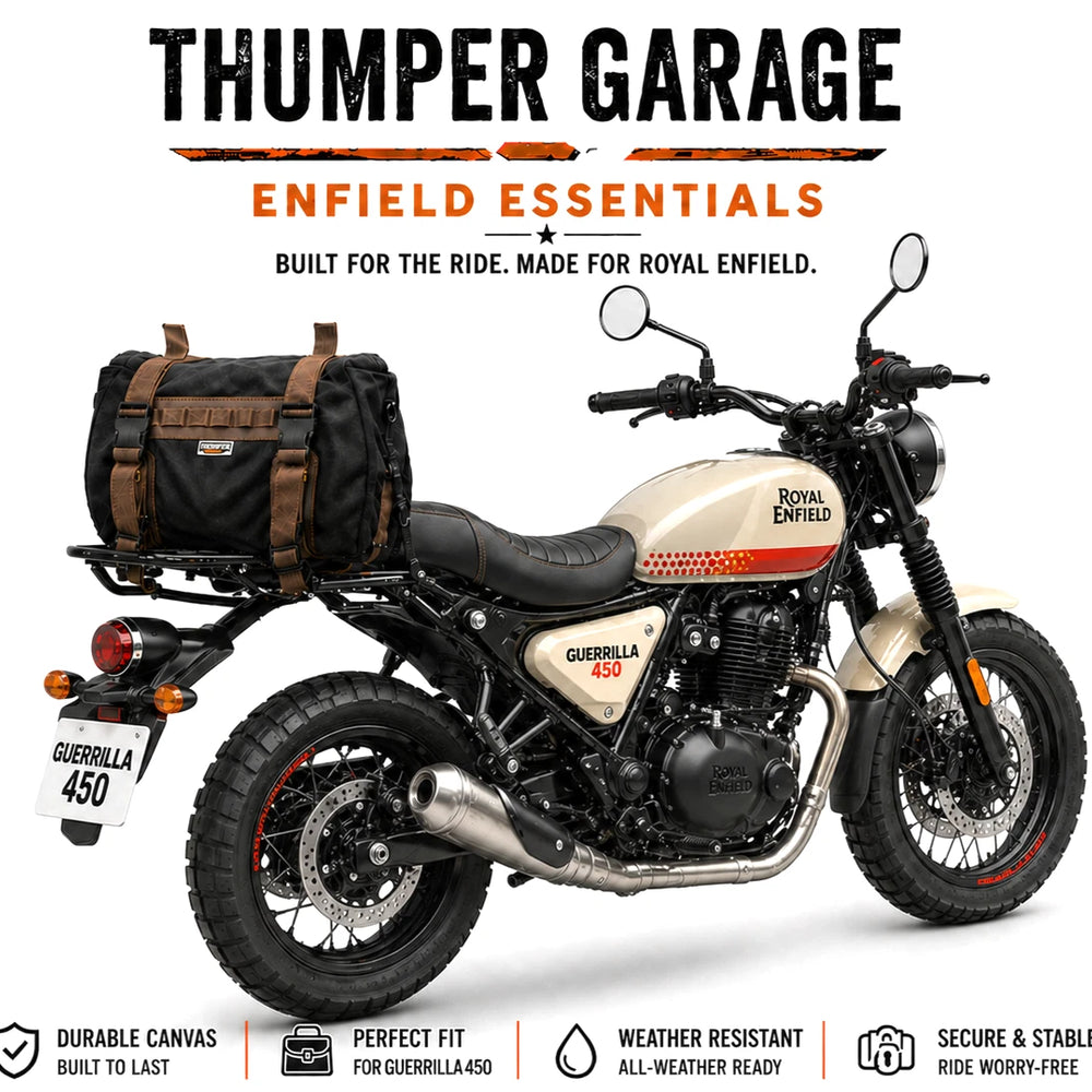 TAIL BAG BLACK- BROWN FIT FOR ROYAL ENFIELD GUERRILLA 450