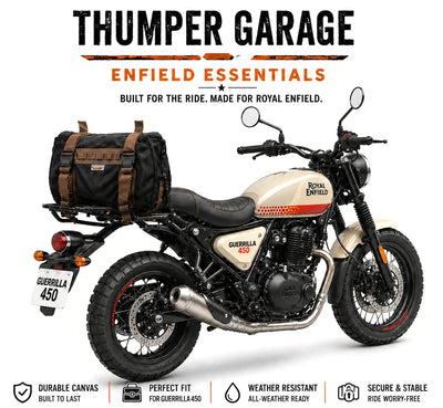 TAIL BAG BLACK- BROWN FIT FOR ROYAL ENFIELD GUERRILLA 450