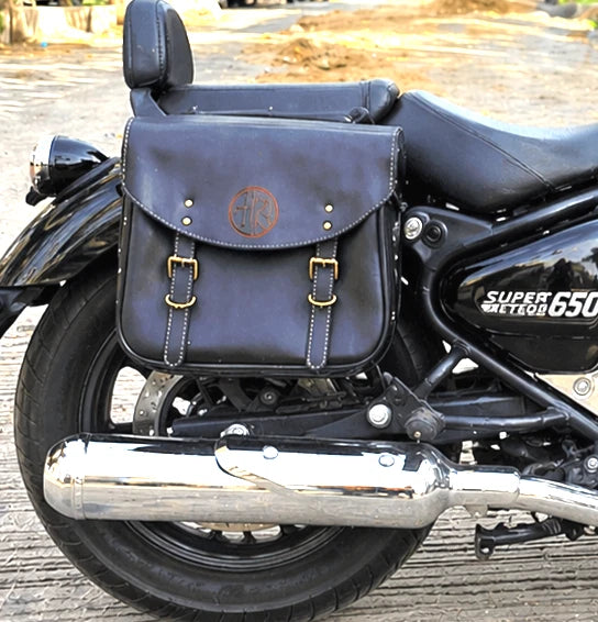 GENUINE LEATHER TOURING PANNIER BAGS (COFFEE BROWN) FIT FOR ROYAL ENFIELD SUPER METEOR 650
