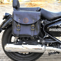 GENUINE LEATHER TOURING PANNIER BAGS (COFFEE BROWN) FIT FOR ROYAL ENFIELD SUPER METEOR 650