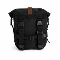 CANVAS PANNIER BAGS (BLACK-BROWN) AND SADDLE STAY FIT FOR ROYAL ENFIELD METEOR 350