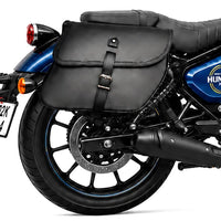 GENUINE LEATHER CURVED TOURING PANNIER BAGS (BLACK) FIT FOR ROYAL ENFIELD HUNTER 350