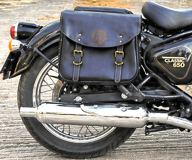 GENUINE LEATHER TOURING PANNIER BAGS (COFFEE BROWN) FIT FOR ROYAL ENFIELD BULLET 350