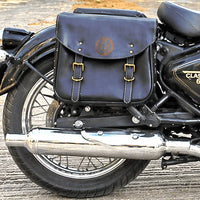 GENUINE LEATHER TOURING PANNIER BAGS (COFFEE BROWN) FIT FOR ROYAL ENFIELD BULLET 350