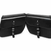 GENUINE LEATHER CURVED TOURING PANNIER BAGS (BLACK) FIT FOR ROYAL ENFIELD INTERCEPTOR 650