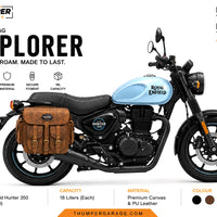 GENUINE LEATHER 4 POCKET TOURING PANNIER BAGS (DUSTY BROWN) FIT FOR ROYAL ENFIELD HUNTER 350