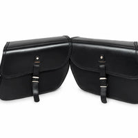 GENUINE LEATHER CURVED TOURING PANNIER BAGS (BLACK) FIT FOR ROYAL ENFIELD GOAN CLASSIC 350