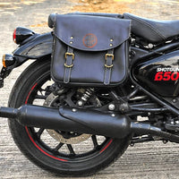 GENUINE LEATHER TOURING PANNIER BAGS (COFFEE BROWN) FIT FOR ROYAL ENFIELD SHOTGUN 650