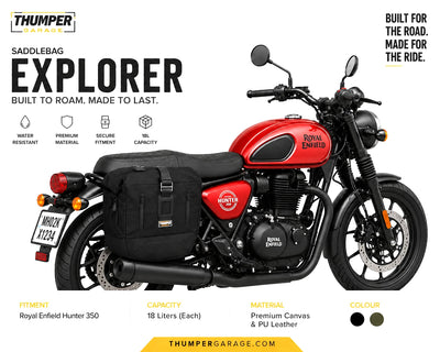 TOURING PANNIER BAGS (36L) BLACK FIT FOR ROYAL ENFIELD HUNTER 350