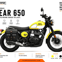 GENUINE LEATHER 4 POCKET TOURING PANNIER BAGS (BLACK) FIT FOR ROYAL ENFIELD BEAR 650