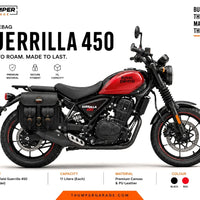 GENUINE LEATHER 4 POCKET TOURING PANNIER BAGS (BLACK) FIT FOR ROYAL ENFIELD GUERRILLA 450