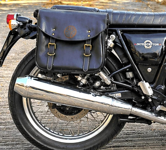 GENUINE LEATHER TOURING PANNIER BAGS (COFFEE BROWN) FIT FOR ROYAL ENFIELD INTERCEPTOR 650