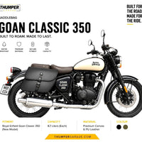 GENUINE LEATHER CURVED TOURING PANNIER BAGS (BLACK) FIT FOR ROYAL ENFIELD GOAN CLASSIC 350